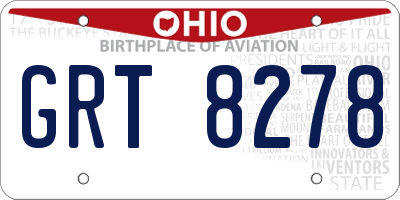 OH license plate GRT8278