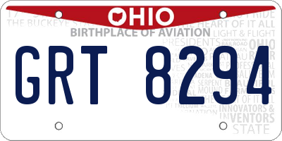 OH license plate GRT8294