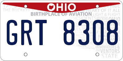 OH license plate GRT8308