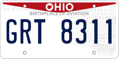 OH license plate GRT8311