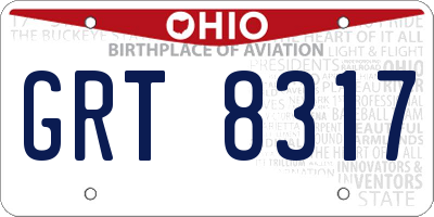 OH license plate GRT8317
