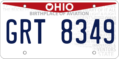 OH license plate GRT8349