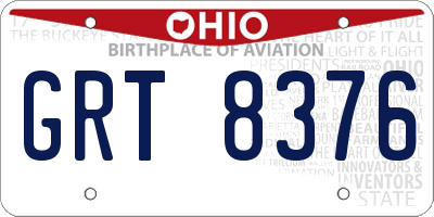OH license plate GRT8376
