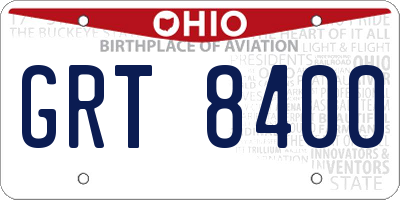 OH license plate GRT8400