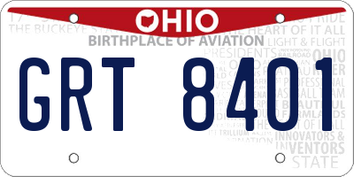 OH license plate GRT8401