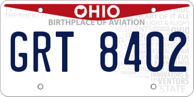 OH license plate GRT8402