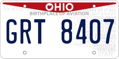 OH license plate GRT8407