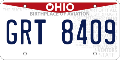 OH license plate GRT8409
