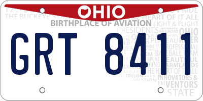 OH license plate GRT8411