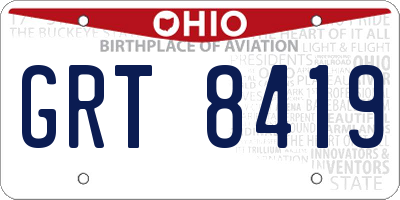 OH license plate GRT8419