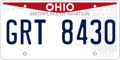 OH license plate GRT8430