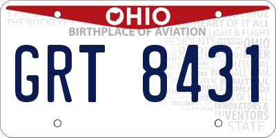 OH license plate GRT8431