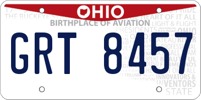 OH license plate GRT8457