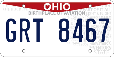 OH license plate GRT8467