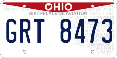 OH license plate GRT8473