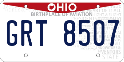 OH license plate GRT8507