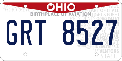 OH license plate GRT8527
