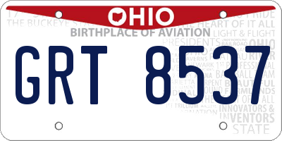 OH license plate GRT8537