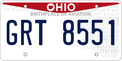 OH license plate GRT8551