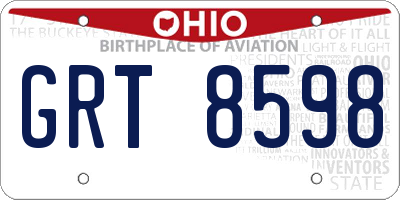 OH license plate GRT8598