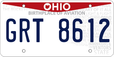 OH license plate GRT8612