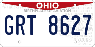 OH license plate GRT8627