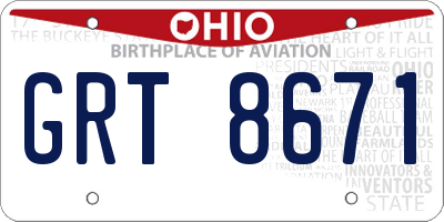 OH license plate GRT8671