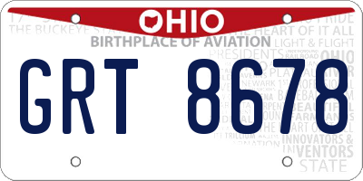 OH license plate GRT8678