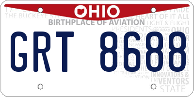 OH license plate GRT8688