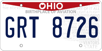 OH license plate GRT8726