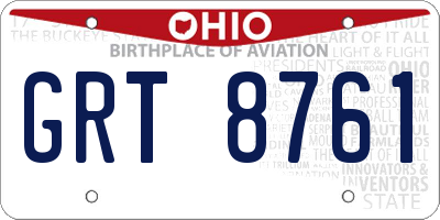 OH license plate GRT8761
