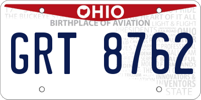 OH license plate GRT8762