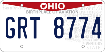 OH license plate GRT8774