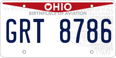 OH license plate GRT8786