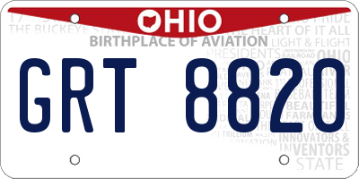 OH license plate GRT8820