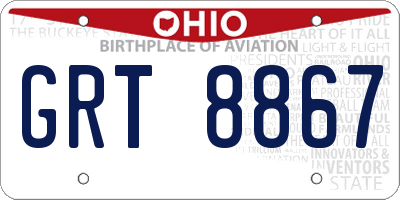 OH license plate GRT8867
