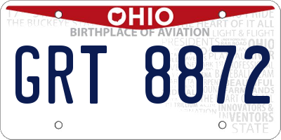 OH license plate GRT8872