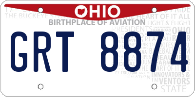 OH license plate GRT8874