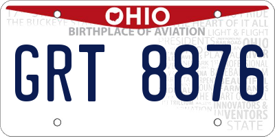 OH license plate GRT8876