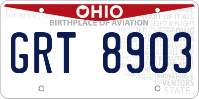 OH license plate GRT8903