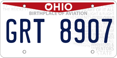 OH license plate GRT8907