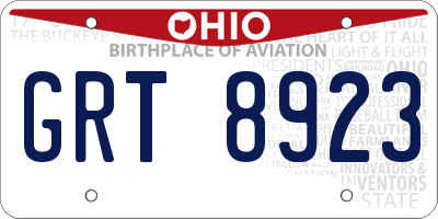 OH license plate GRT8923