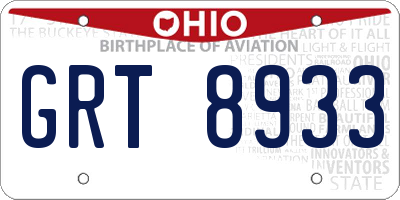 OH license plate GRT8933