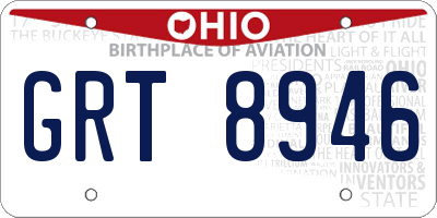 OH license plate GRT8946