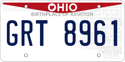OH license plate GRT8961