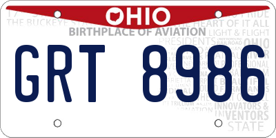 OH license plate GRT8986