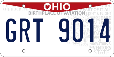 OH license plate GRT9014