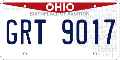 OH license plate GRT9017