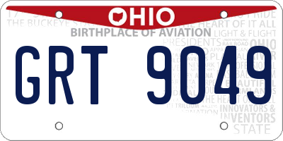 OH license plate GRT9049