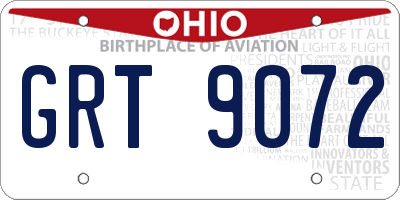 OH license plate GRT9072